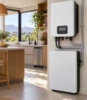 5kW hybrid inverter operating in a modern kitchen-adjacent solar backup installation