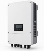 A 8kW hybrid solar inverter, wall-mounted style unit, shown from a three-quarter angle as an extra gallery view