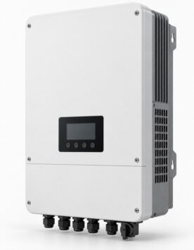 A 8kW hybrid solar inverter, wall-mounted style unit, shown from a three-quarter angle as an extra gallery view