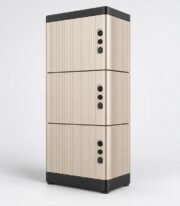 beige modular 15kWh home battery tower with stacked battery modules