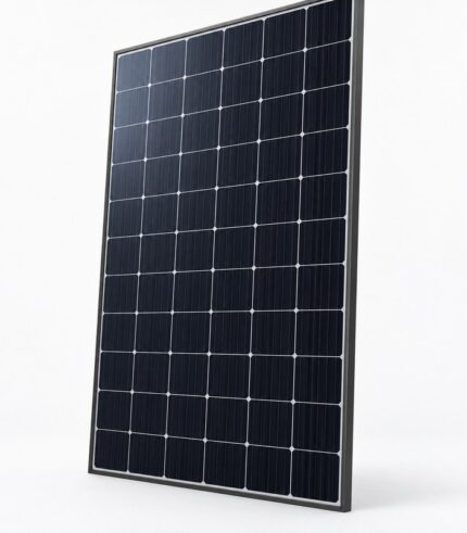 blue-tinted monocrystalline solar panel 450W shown as a clean studio product photo