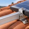 close-up of a finished solar panel mounting rail and roof clamp on a South African tiled roof