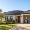 completed residential solar installation with roof panels and neat inverter-and-battery setup
