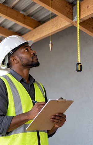 engineer checking roof load capacity before installing solar panels