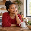 Natural portrait of a South African woman homeowner discussing a power trip at a kitchen table