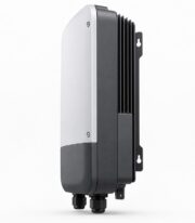 Side profile of a 5kW grid tie inverter showing its cooling fins and mounting bracket