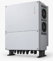 Three-phase 15kW solar inverter, angled three-quarter studio view