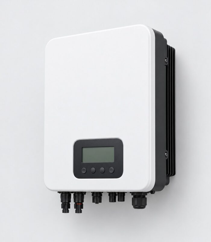 unbranded 5kW single phase hybrid solar inverter shown as the main product on a clean studio background