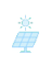 Simple light-blue line icon of a solar panel with a small sun above it, replacing the leaf-in-lightbulb icon